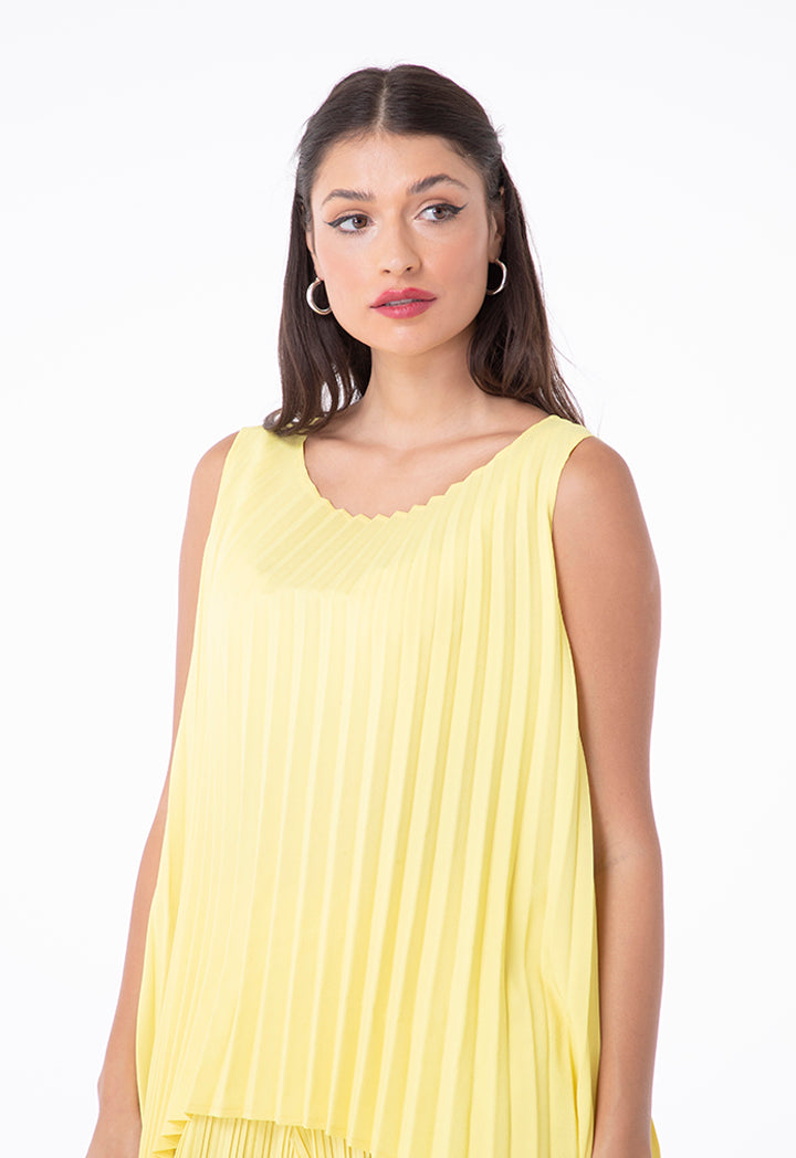 Pleated High Low Sleeveless Top