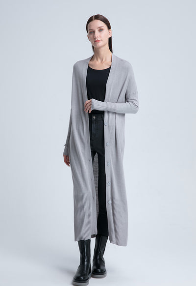 Front Open Long Solid Knit Outerwear