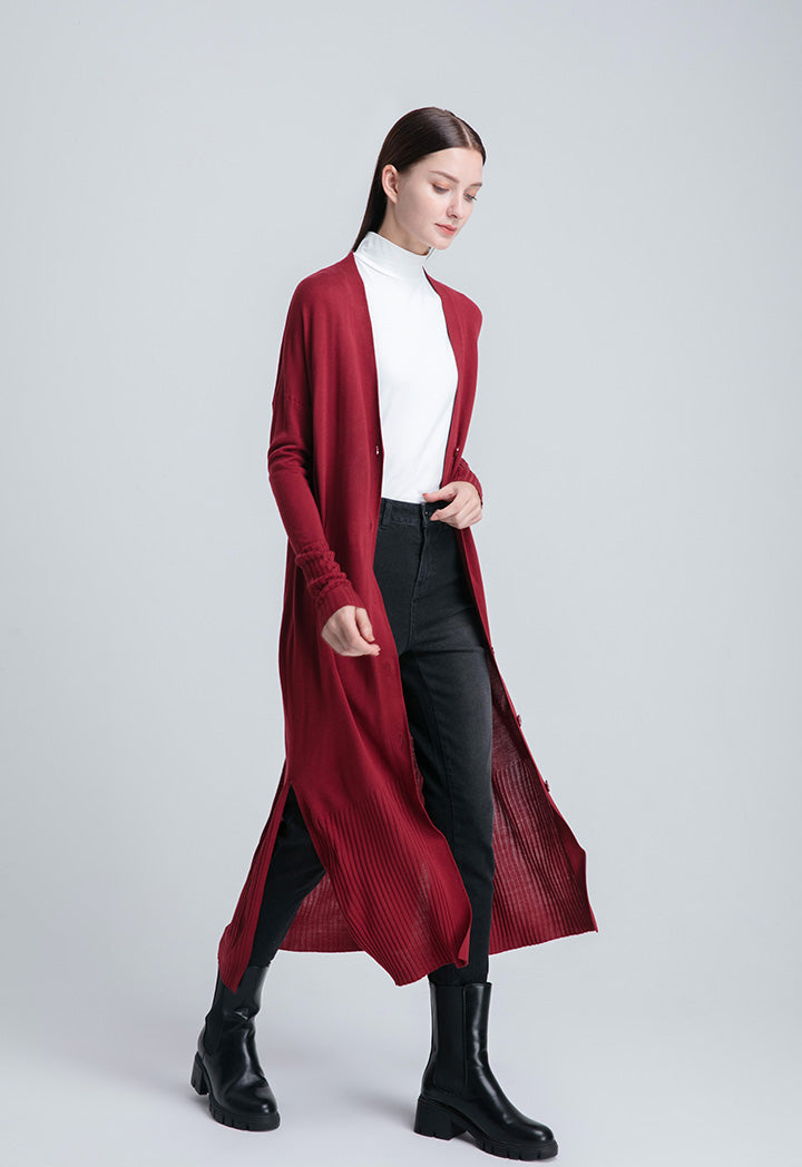 Front Open Long Solid Knit Outerwear