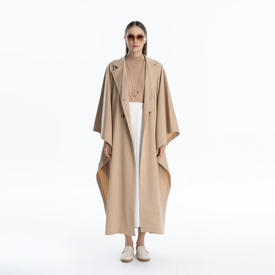 Oversized Solid Trench Coat Maxi Dress