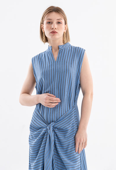 Blue Vertical Stripe Dress
