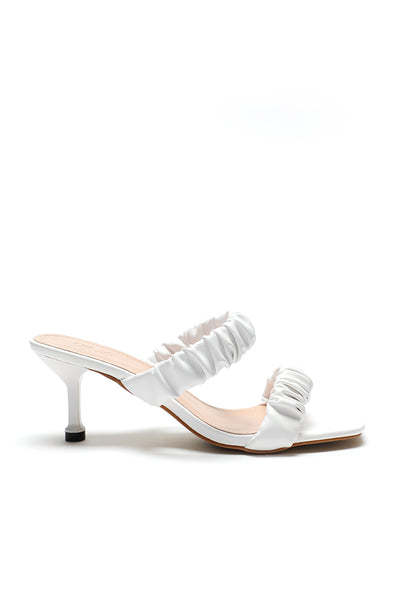Ruched Double Strap Mules Slides Sandals