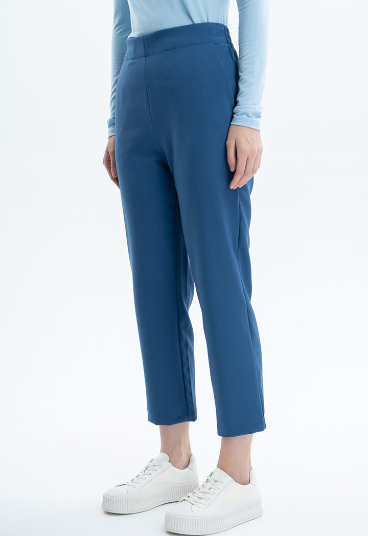 Solid Mid-Rise Pants with Pockets