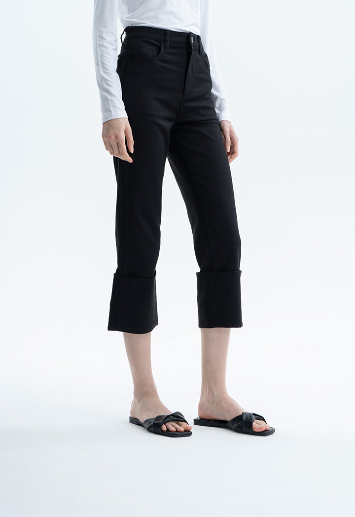 Wide Folded Solid Pants