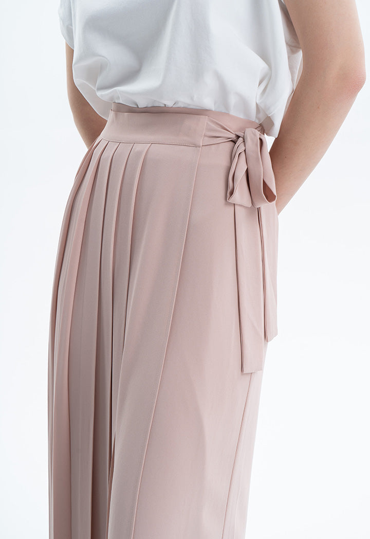 Pleated Wrap Solid Trouser