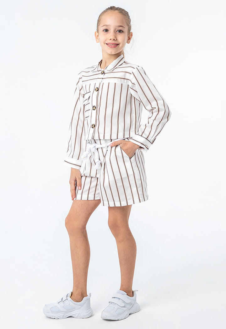 Striped Collared Front Pocket Jacket