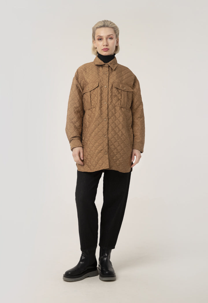 Allover quatrefoil Quilted Solid Jacket