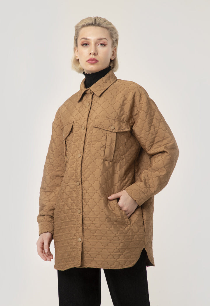 Allover quatrefoil Quilted Solid Jacket