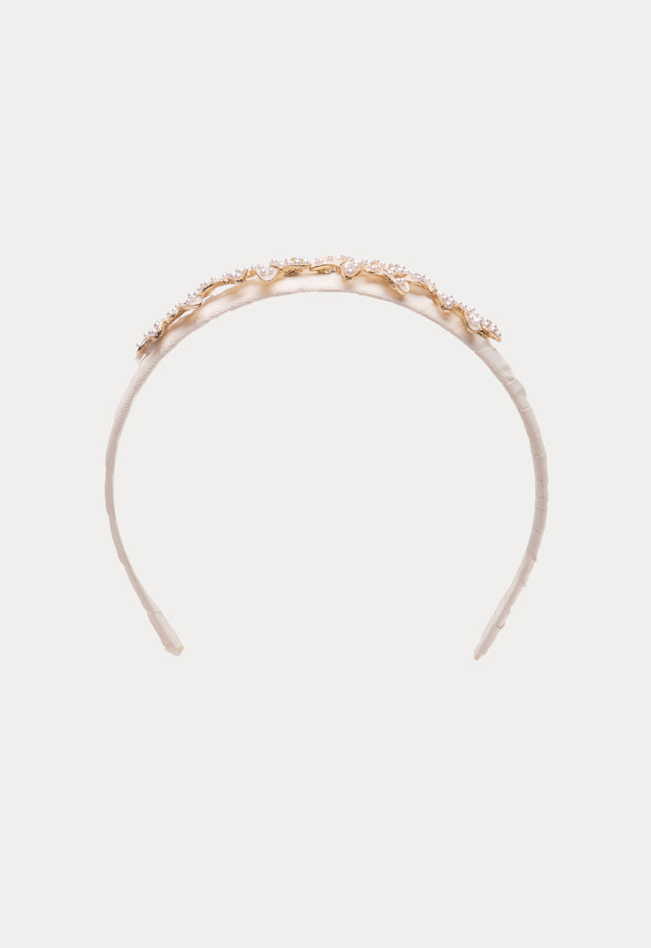 Alloy Beaded Crown Pearl Headband