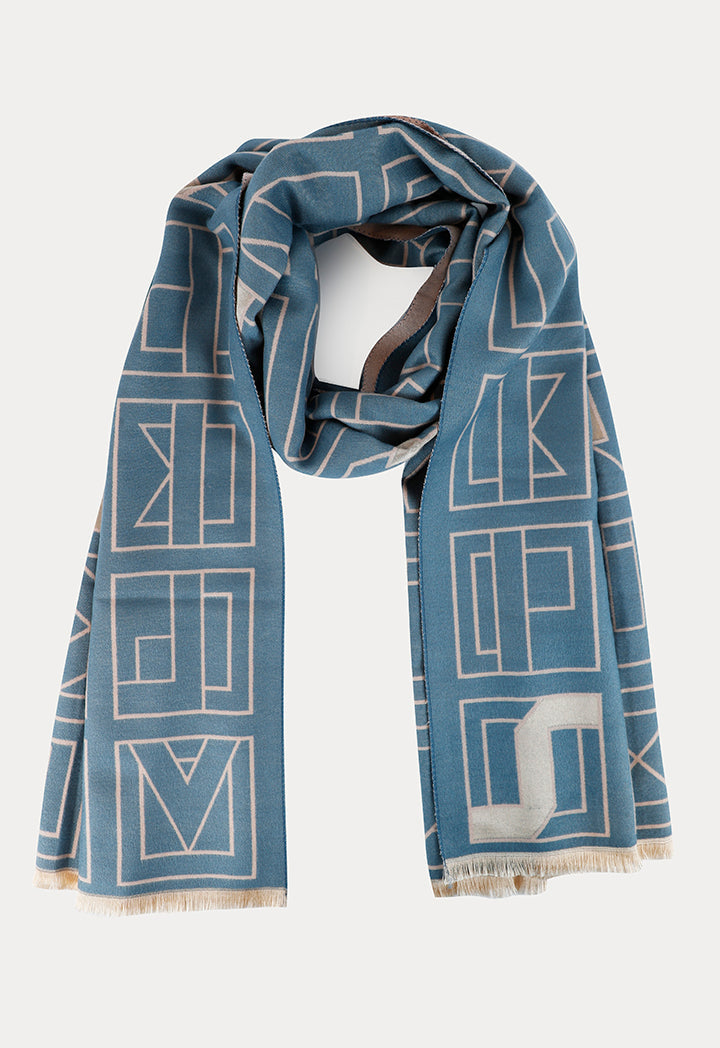 Overlapping Contrast Shapes Pattern Pashmina Shawl