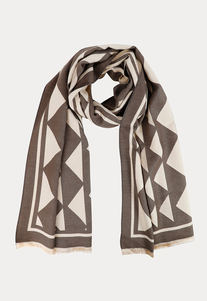 Geometric Design Frayed Edges Pashmina Shawl