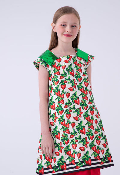 Printed Contrast Sequin Embellished Dress