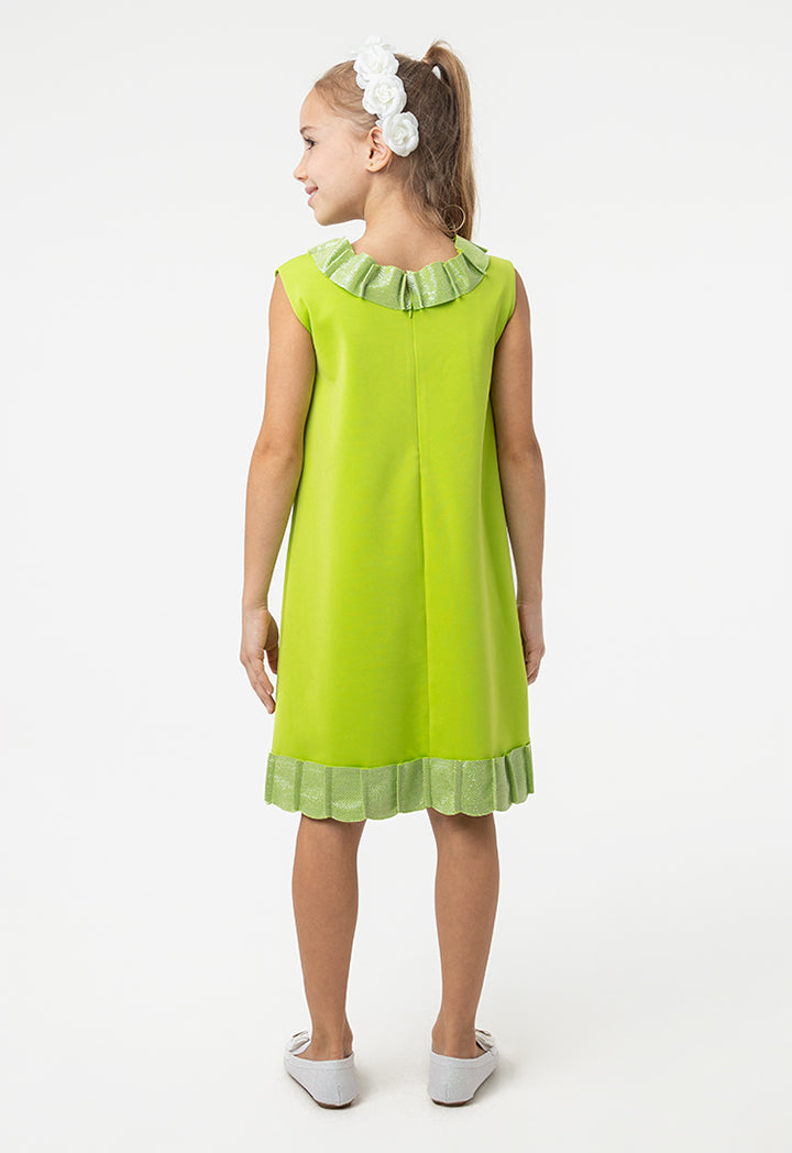 Solid Lurex Frill Patch Sleeveless Dress