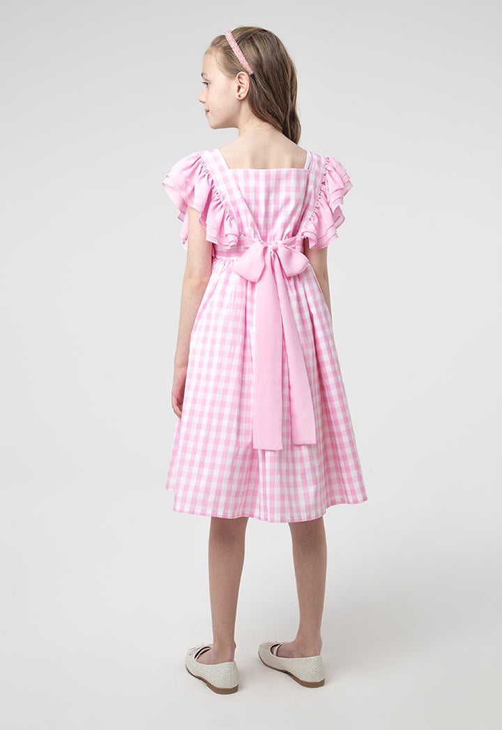 Flounce Plaid Petticoat Lace Girls Dress
