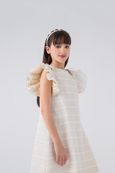 A-Line Cute Dress With Armhole Ruffle
