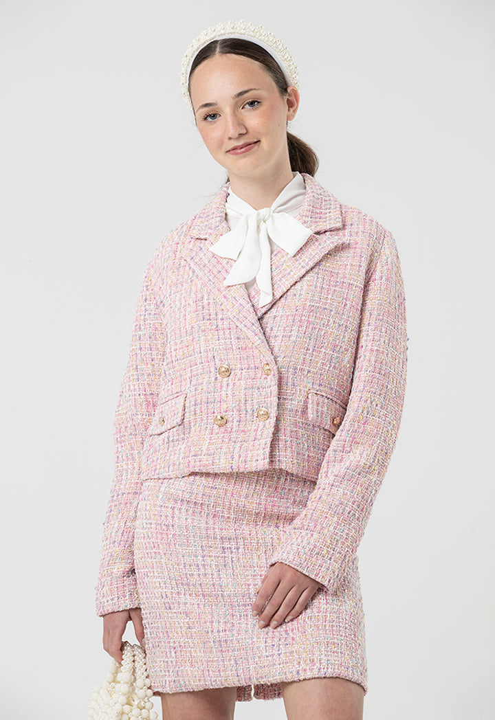Barroque Tweed Sleeved Blazer And Skirt Set