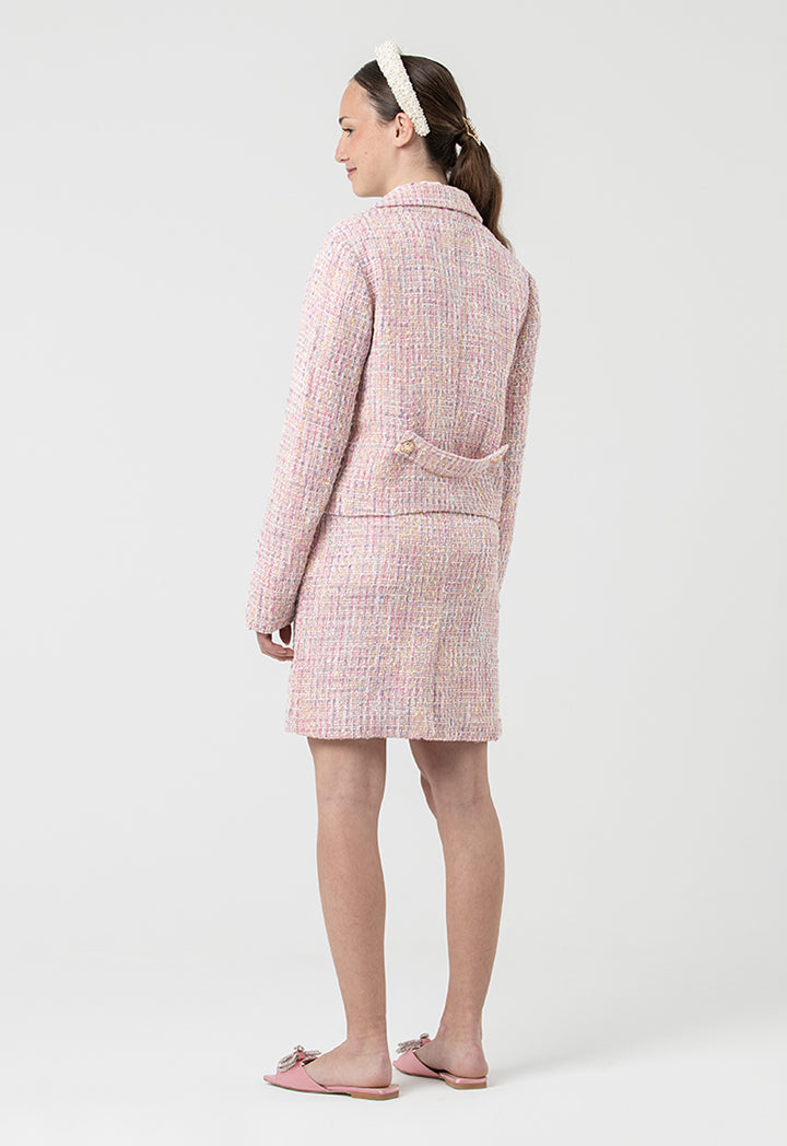 Barroque Tweed Sleeved Blazer And Skirt Set