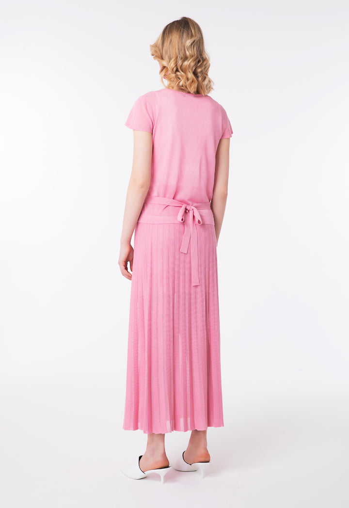 Striped Pleated Glitter Knit Skirt