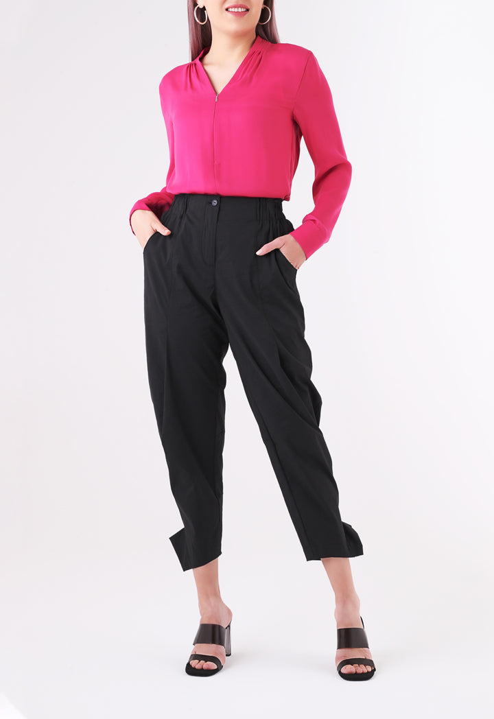 Elastic Back Waist Peg Leg Trouser