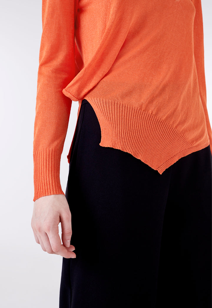 Orange Long Sleeve Knit Top
