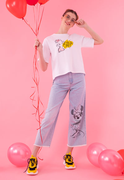 Minnie Mouse Frayed Hem Denim Jeans