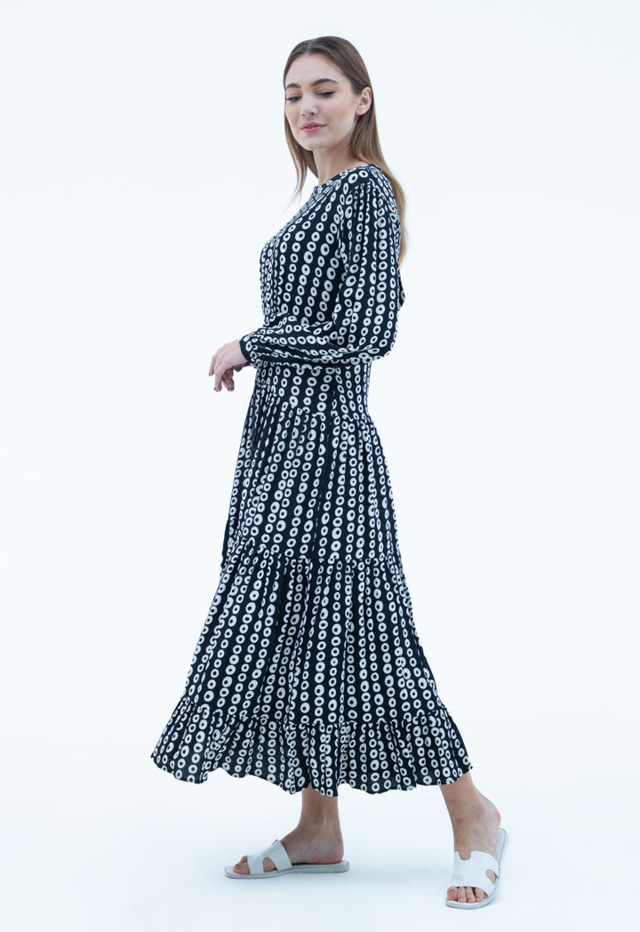 Small Circle Printed Maxi Dress