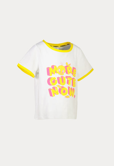 Tweety Bird Sequins Text Print Contrasting T-Shirt