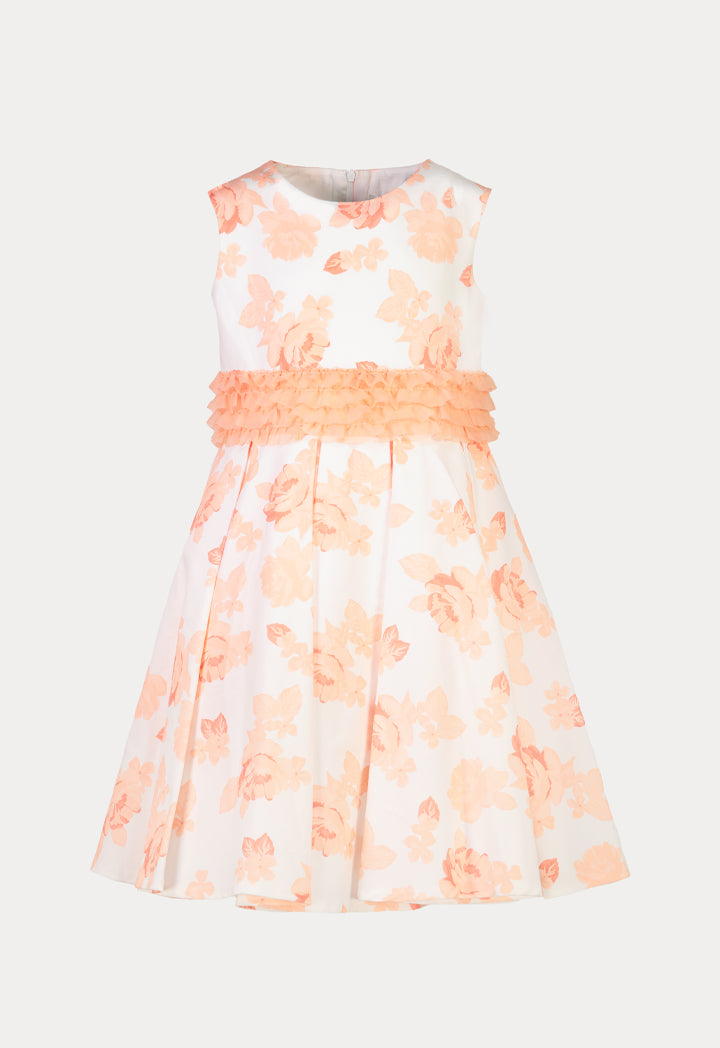 Floral Prints Ruffles Sleeveless Party Dress