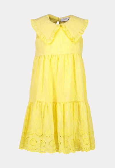 Embroider Stripe Ruffle Tiered Sleeveless Dress