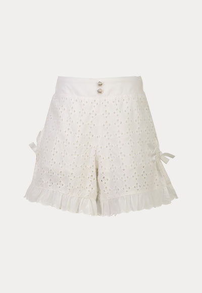 Schiffli Ruffle Diamond Pattern Shorts