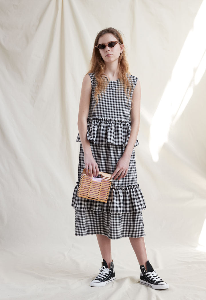 Tiered Layered Checkered Dress